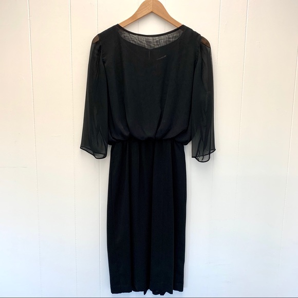 b Michael black sheer overlay midi dress 8 - Picture 10 of 10
